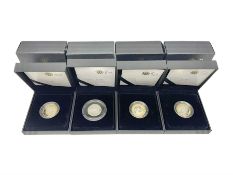 Four The Royal Mint United Kingdom silver proof coins