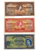 Three Queen Elizabeth II Bermuda Government banknotes