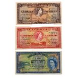 Three Queen Elizabeth II Bermuda Government banknotes