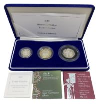 The Royal Mint United Kingdom 2003 silver proof piedfort three coin collection