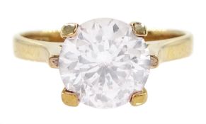 9ct gold single stone white zircon ring
