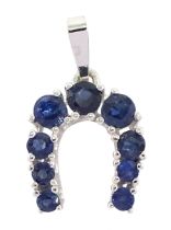 White gold sapphire horseshoe pendant