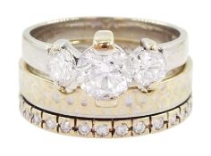18ct gold round diamond engagement and wedding band set