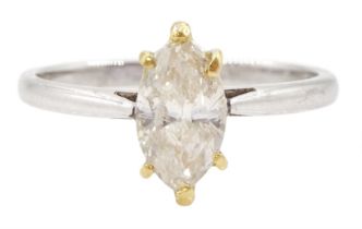 18ct white gold single stone marquise cut diamond ring