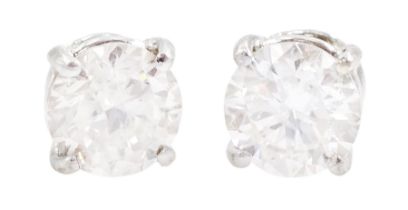 Pair of 18ct white gold round brilliant cut diamond stud earrings