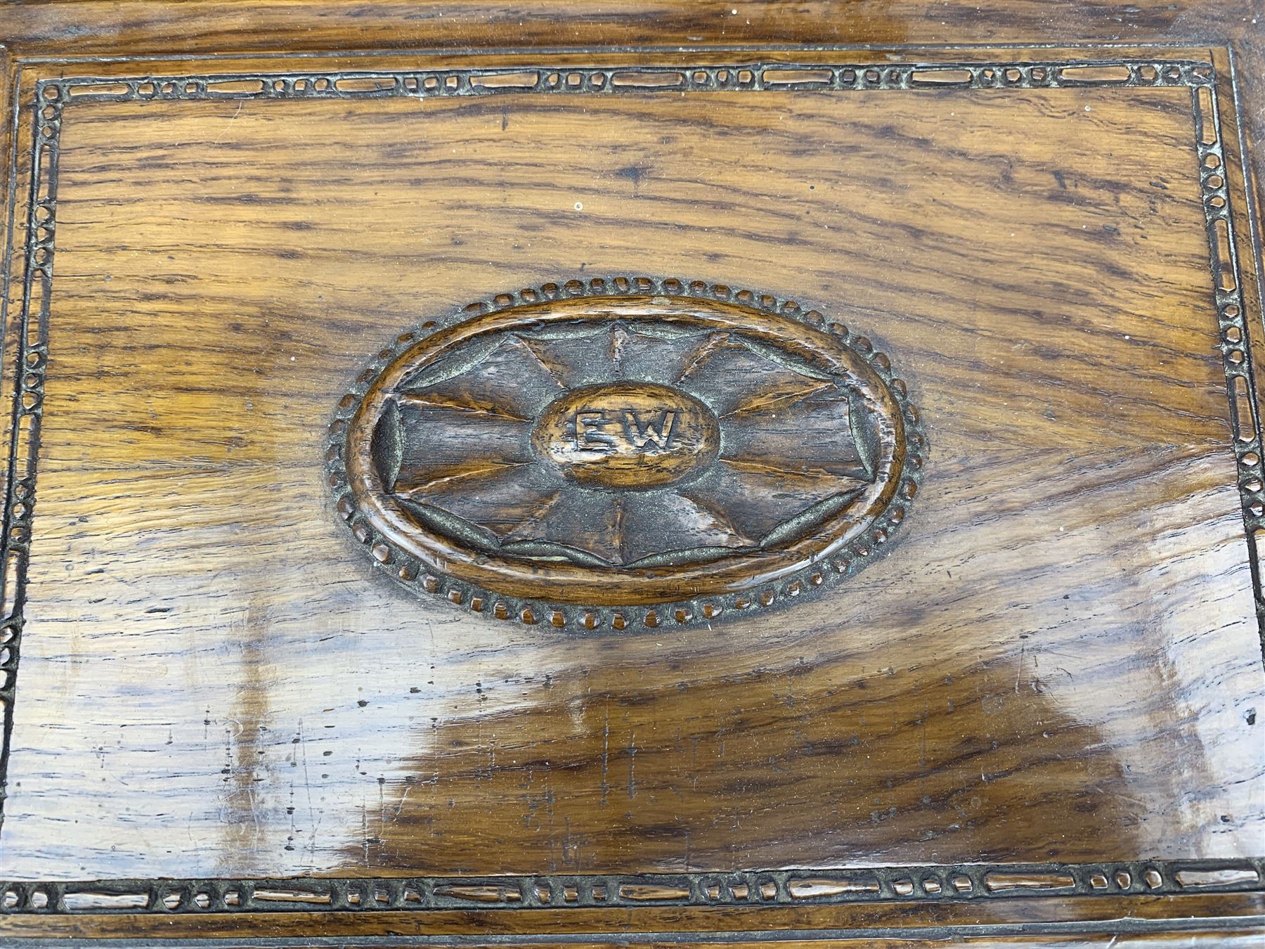 Early 20th century carved oak sewing box - Image 2 of 4