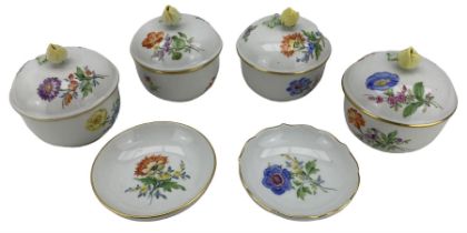 Set of four Meissen bowls and covers