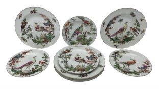 Set of four Mottahedeh Chelsea Bird patten dinner plates and four side plates