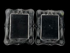Pair of smaller Waterford Wedding Collection glass photograph frames on easel stands