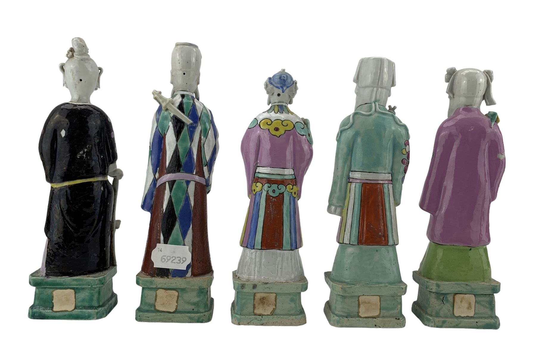 Set of ten 18th century Chinese figures of Immortals - Image 4 of 7