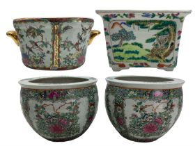 Pair of 20th century Chinese Canton fish bowls