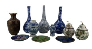 A Pair of Japanese porcelain bottle form vases