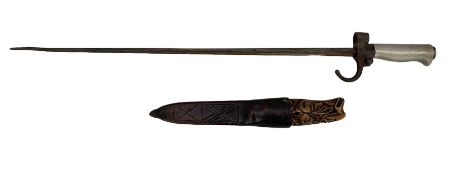 19th century Scandianavian knife with carved bear and mask handle