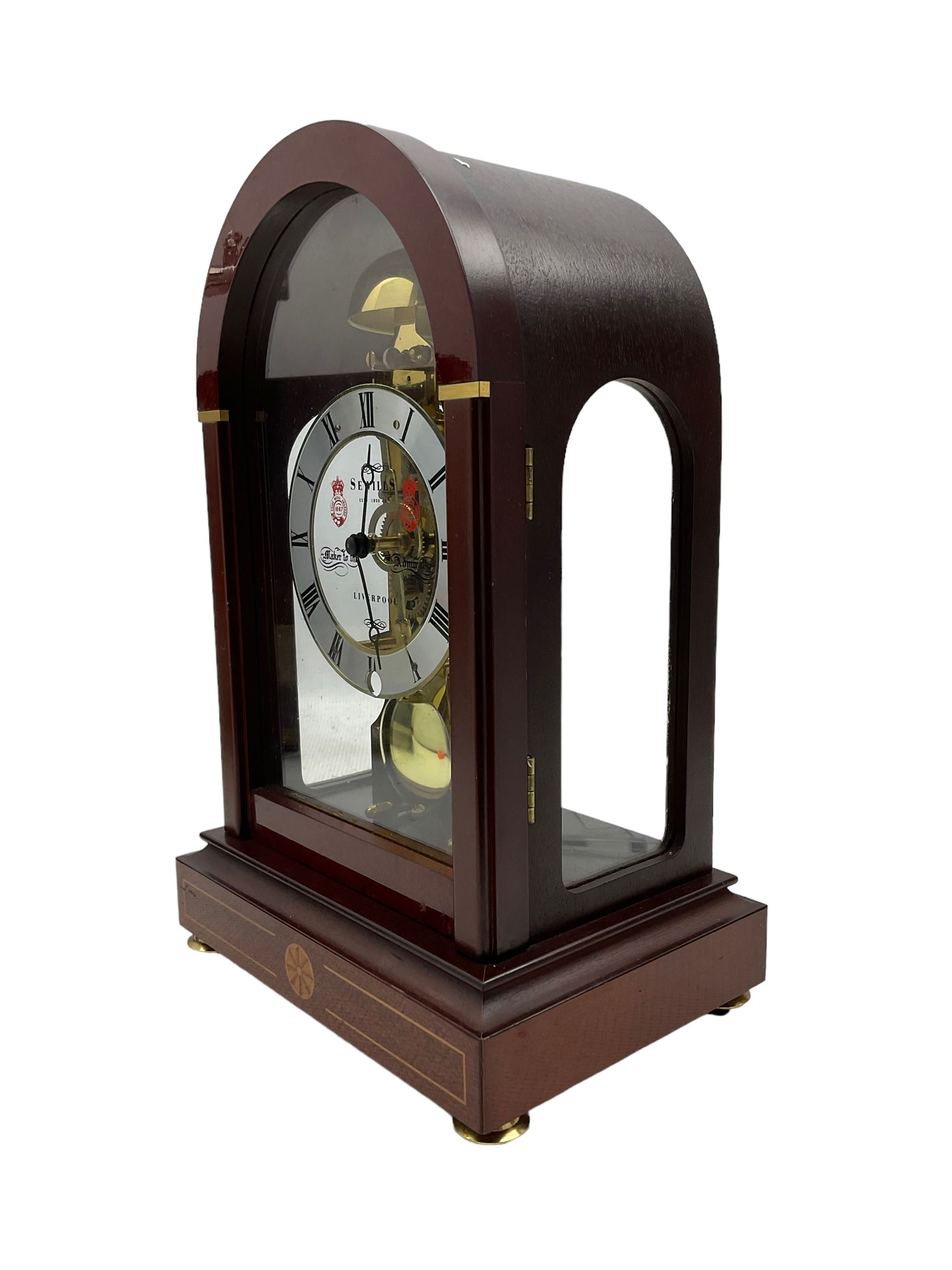 Sewells of Liverpool - 20th century 8-day skeleton clock in a four glass mahogany case - Image 2 of 4