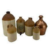 Group of late 19th and early 20th century salt glazed stoneware flagons