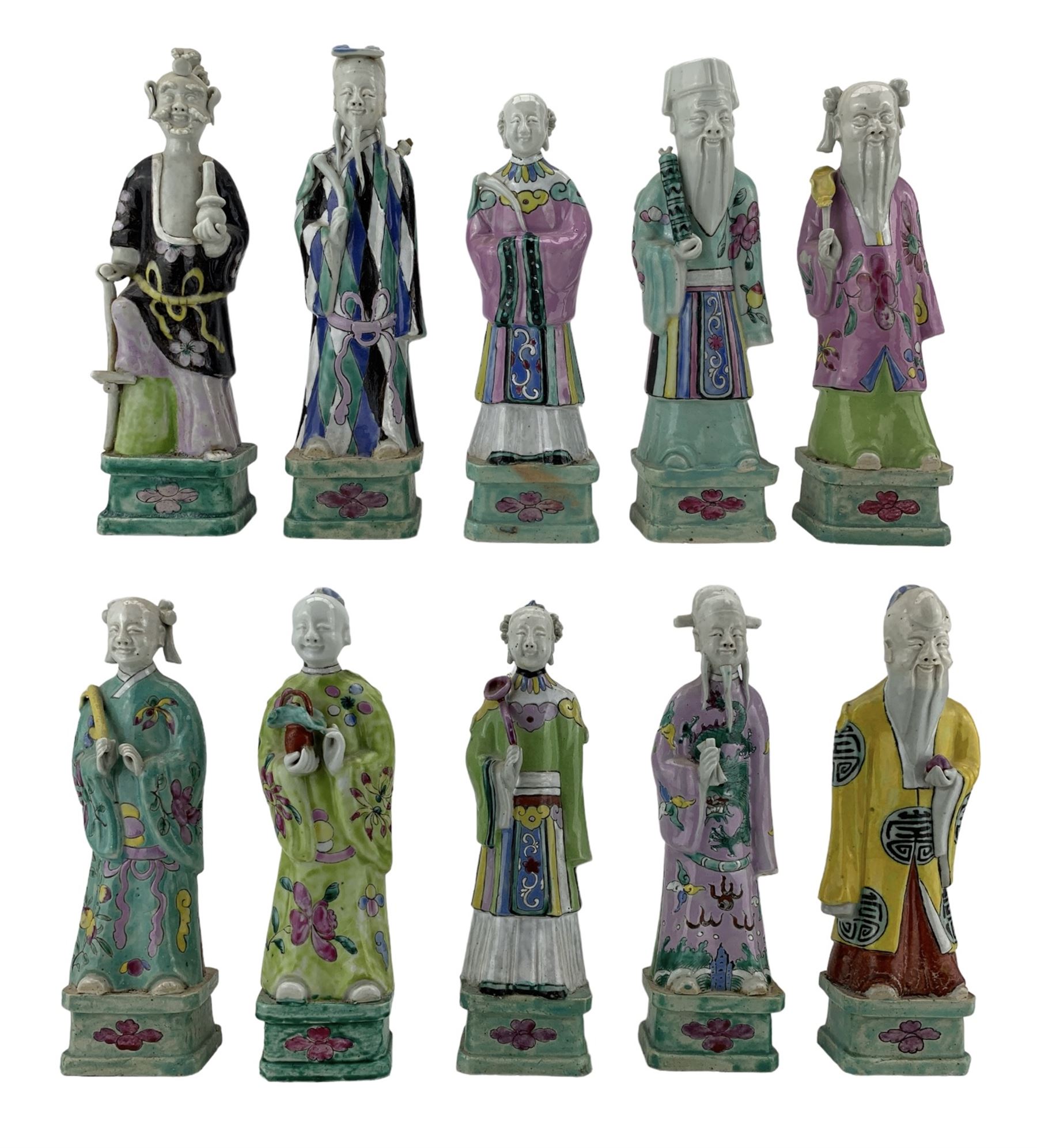 Set of ten 18th century Chinese figures of Immortals