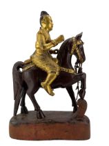 Large Burmese carved 'Nat' figure on horseback