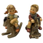 Pair of Hummel figures comprising Riding Lessons no. 2020 and Cowboy Corral no. 2021