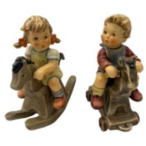 Pair of Hummel figures comprising Riding Lessons no. 2020 and Cowboy Corral no. 2021