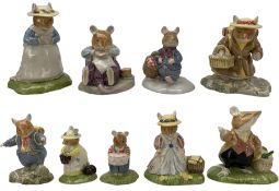 Nine Royal Doulton Brambly Hedge figures comprising Wilfred's Birthday Cake