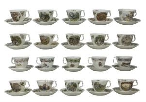 Eighteen Royal Doulton Brambly Hedge cups and saucers from the Gift Collection comprising Meeting on