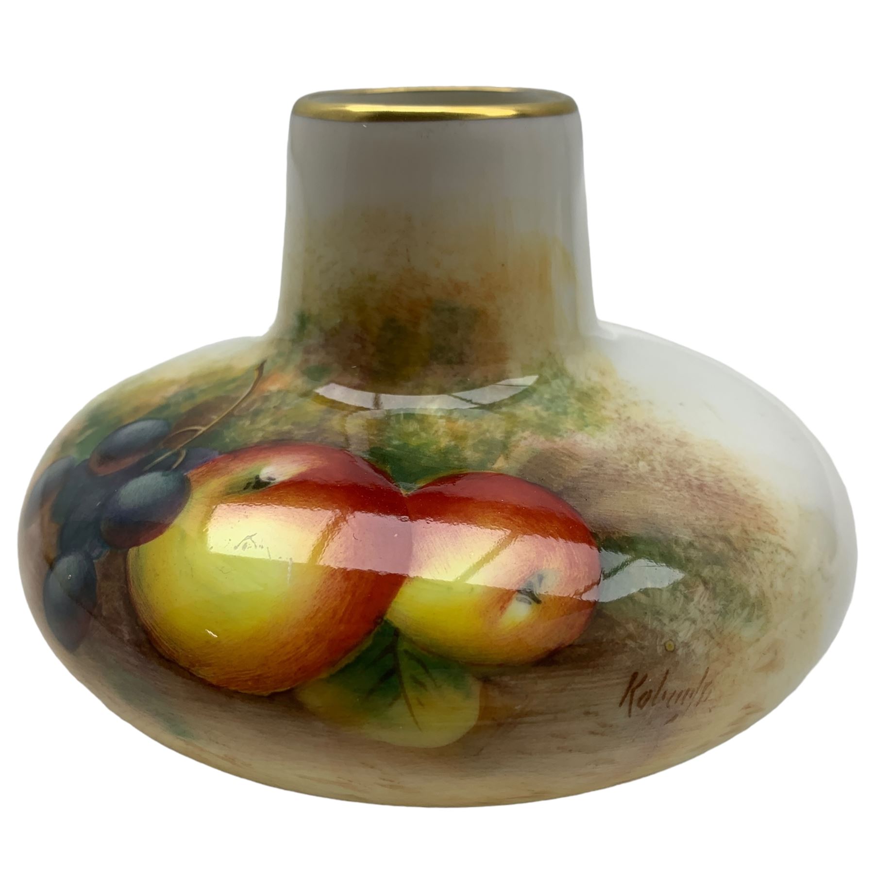 Royal Worcester porcelain squat form vase - Image 3 of 5