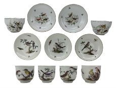 Four 18th century Meissen ornithological teacups