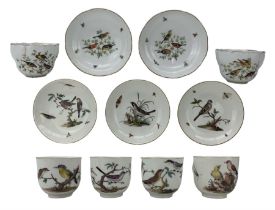 Four 18th century Meissen ornithological teacups