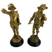 Pair of late 19th century gilt spelter figures of Cavaliers