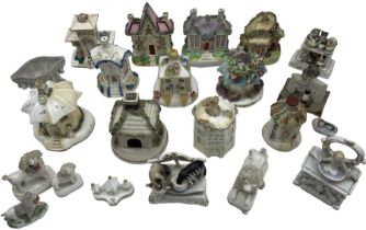 19th century pastille burners and money boxes modelled as cottages and castles