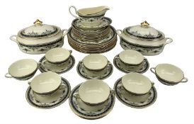Minton 'Grasmere' pattern dinner service comprising eight dinner plates