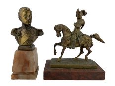 19th century gilt brass model of a knight on horseback