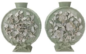 Pair of 19th century Paris porcelain moonflasks