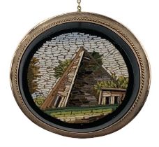 19th century Italian micromosiac brooch depicting the Cestia Pyramid