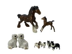 Beswick models to include a brown cantering shire horse no. 975