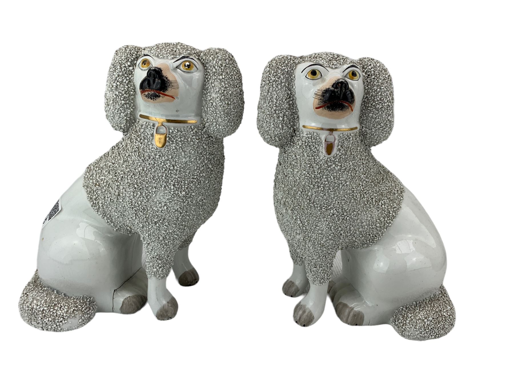 Pair of Staffordhire Poodles with part encrusted bodies