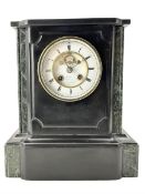 French- mid 19th century 8-day Belgium slate mantle clock