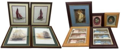 Four sailing prints together with a collection of decorative floral works (15)