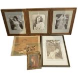 Collection of framed Edwardian photographs of ladies