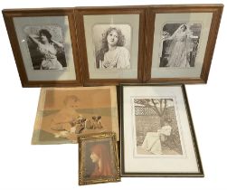 Collection of framed Edwardian photographs of ladies