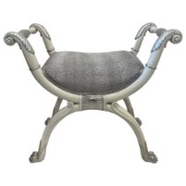 Regency design ivory and silver painted stool