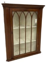 Early 20th century mahogany wall hanging corner display cabinet