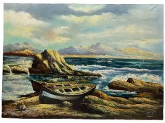 Saki (Continental 20th century): Boats on a Rocky Shore