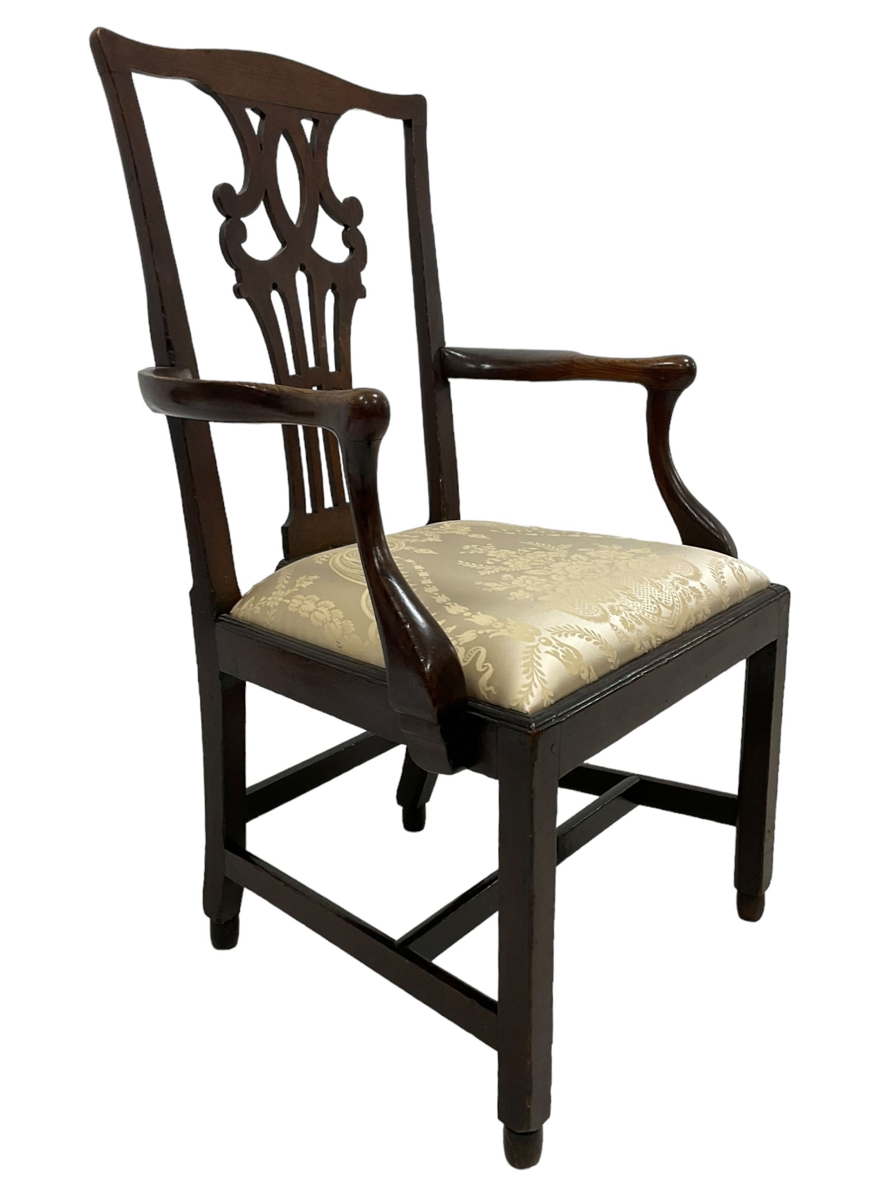 Georgian elm open armchair - Image 6 of 8