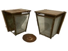 Pair of 19th century metal and glazed wall-mounted lanterns