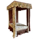 Cream painted 4' small double four poster bed