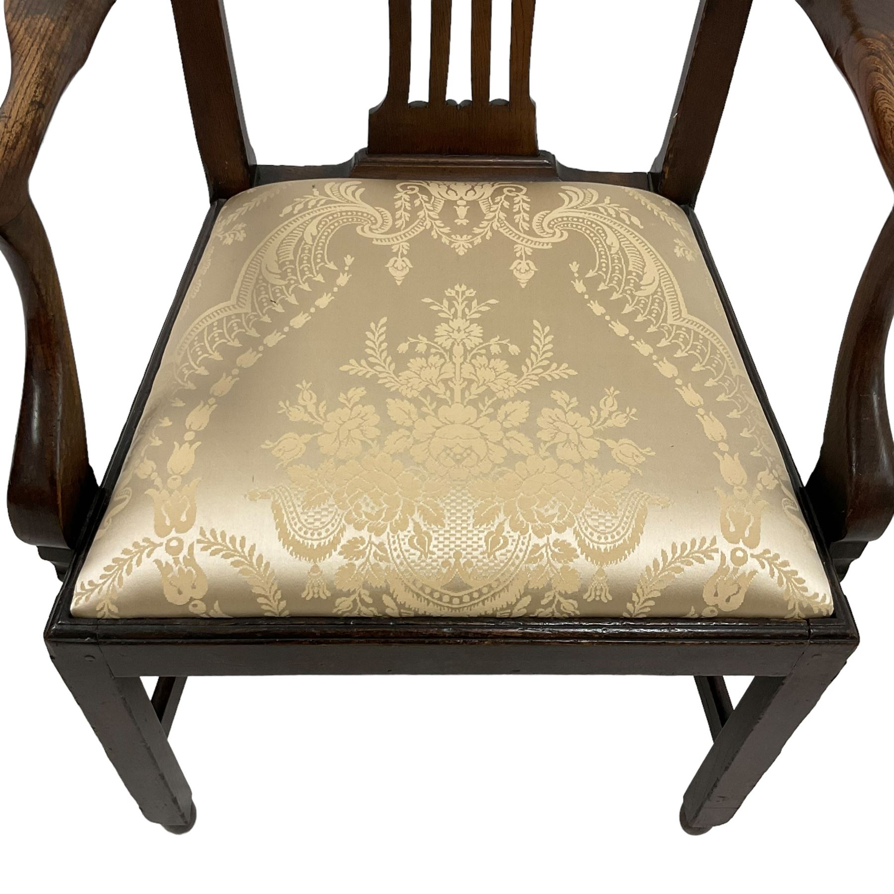 Georgian elm open armchair - Image 3 of 8