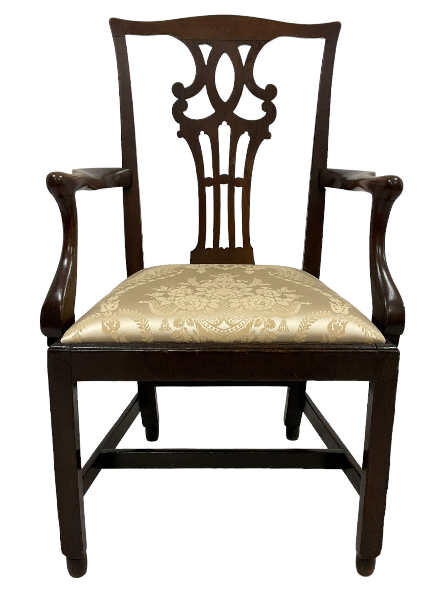 Georgian elm open armchair - Image 2 of 8