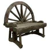 19th century and later rustic wagon wheel back two-seat bench