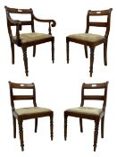Set of four (3+1) George III mahogany dining chairs